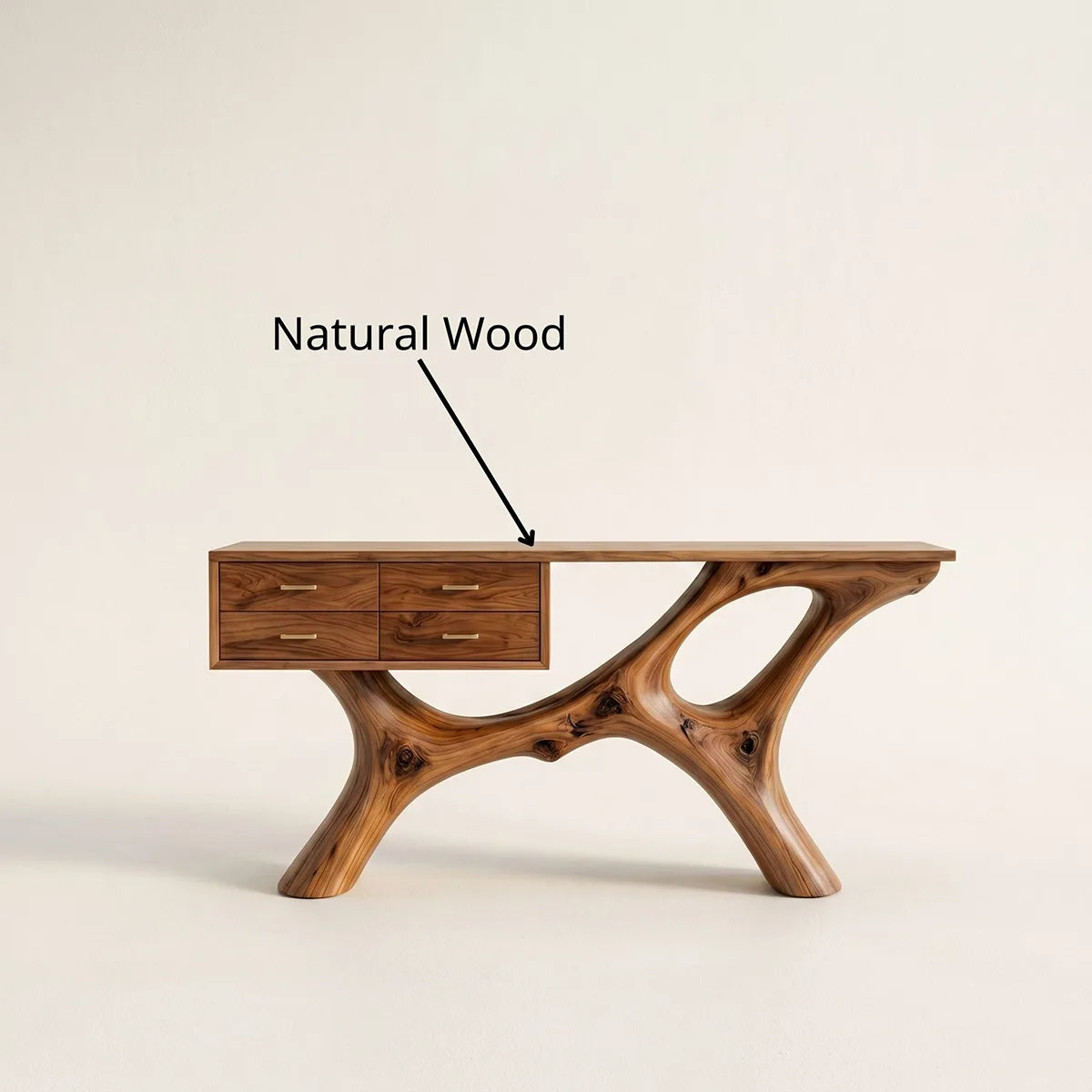 Luxury Wood Console Table with Drawers Curved Base Hallway Table