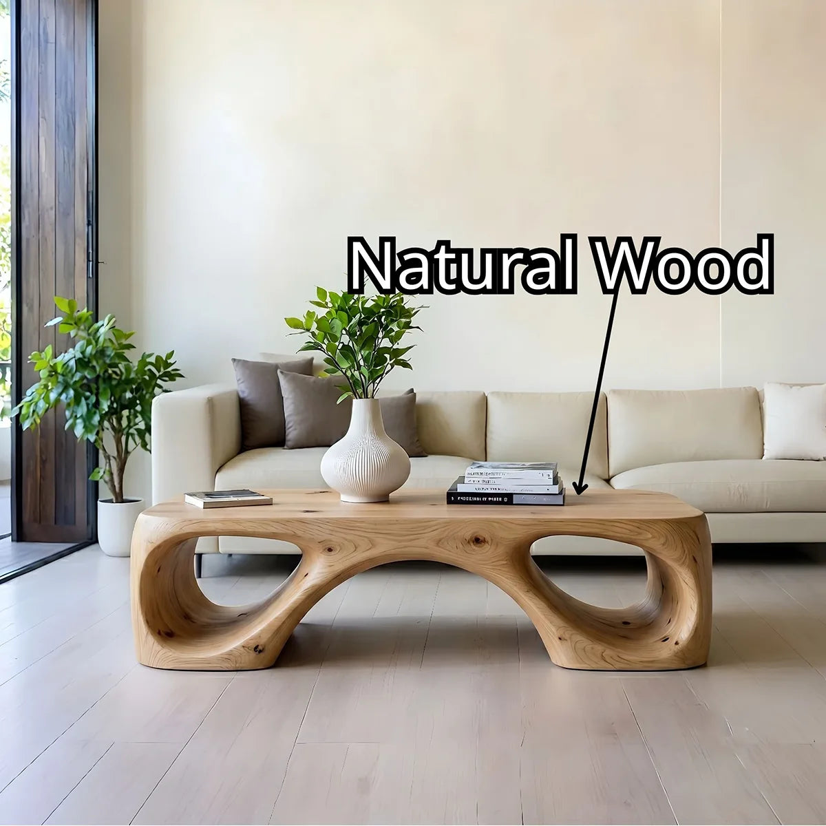 Sculptural Solid Wood Coffee Table – Handcrafted Organic Modern Center Table
