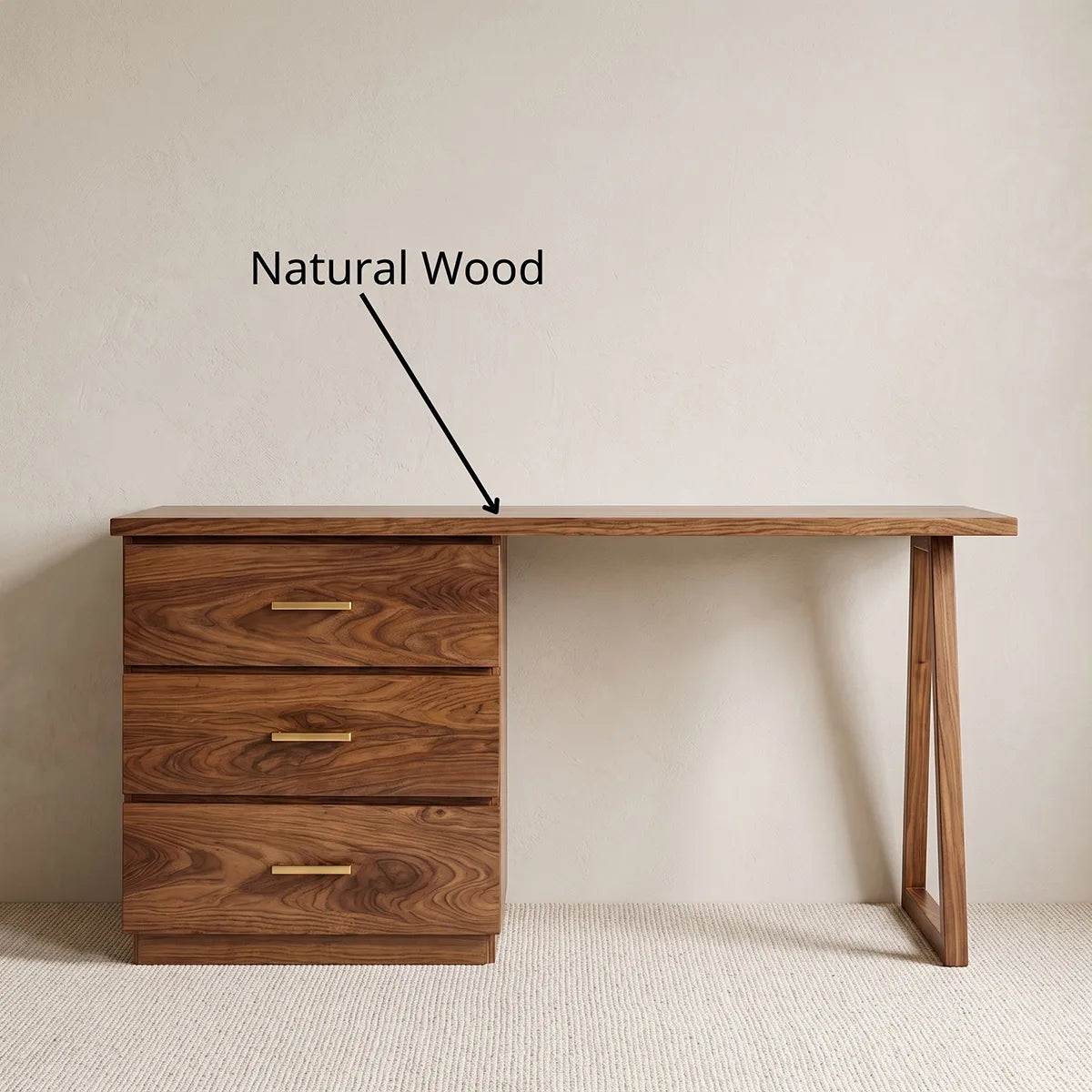 Modern Solid Wood Vanity Desk with Drawer Storage