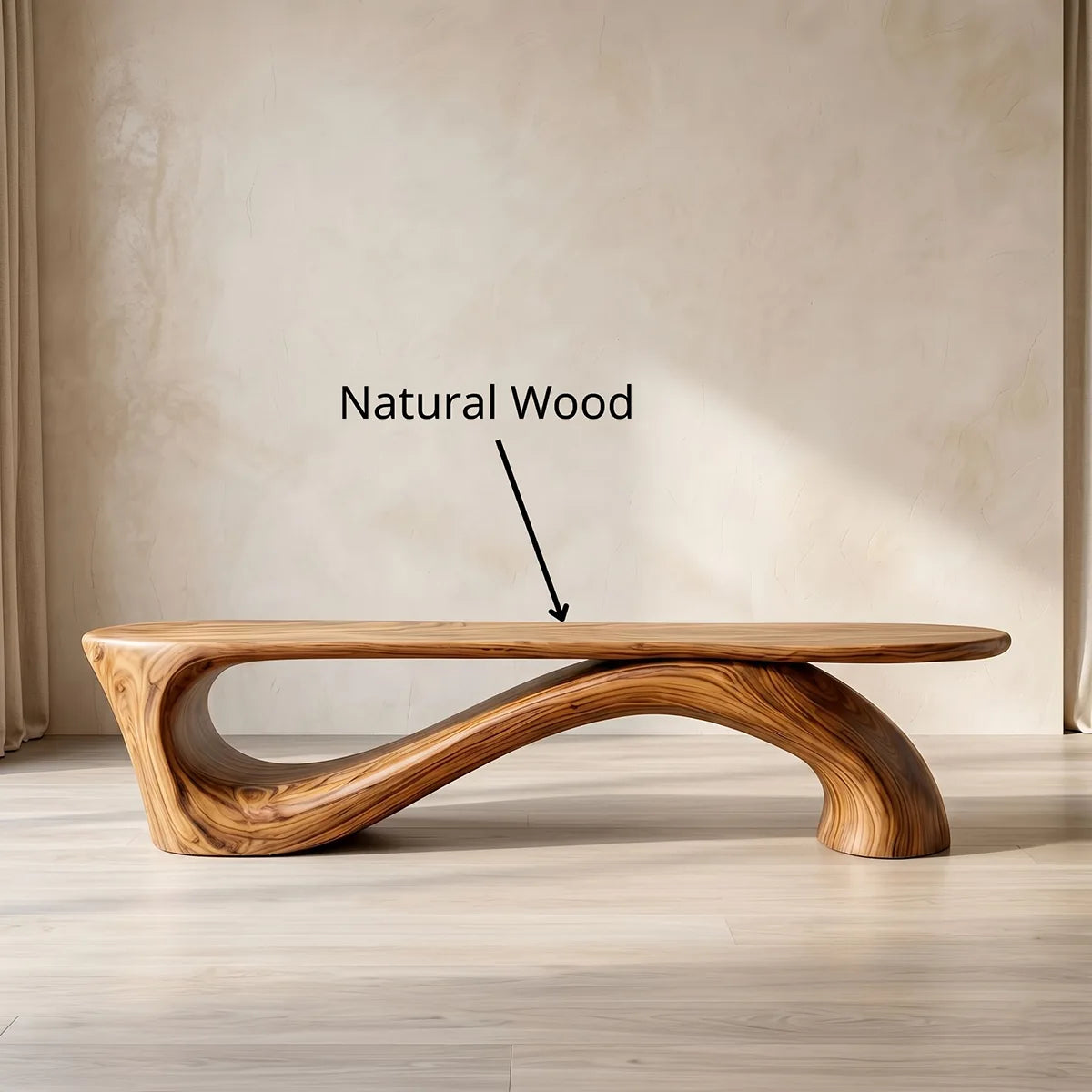 Handcrafted Organic Solid Wood Bench for Luxury Modern Entryway and Hallway Decor