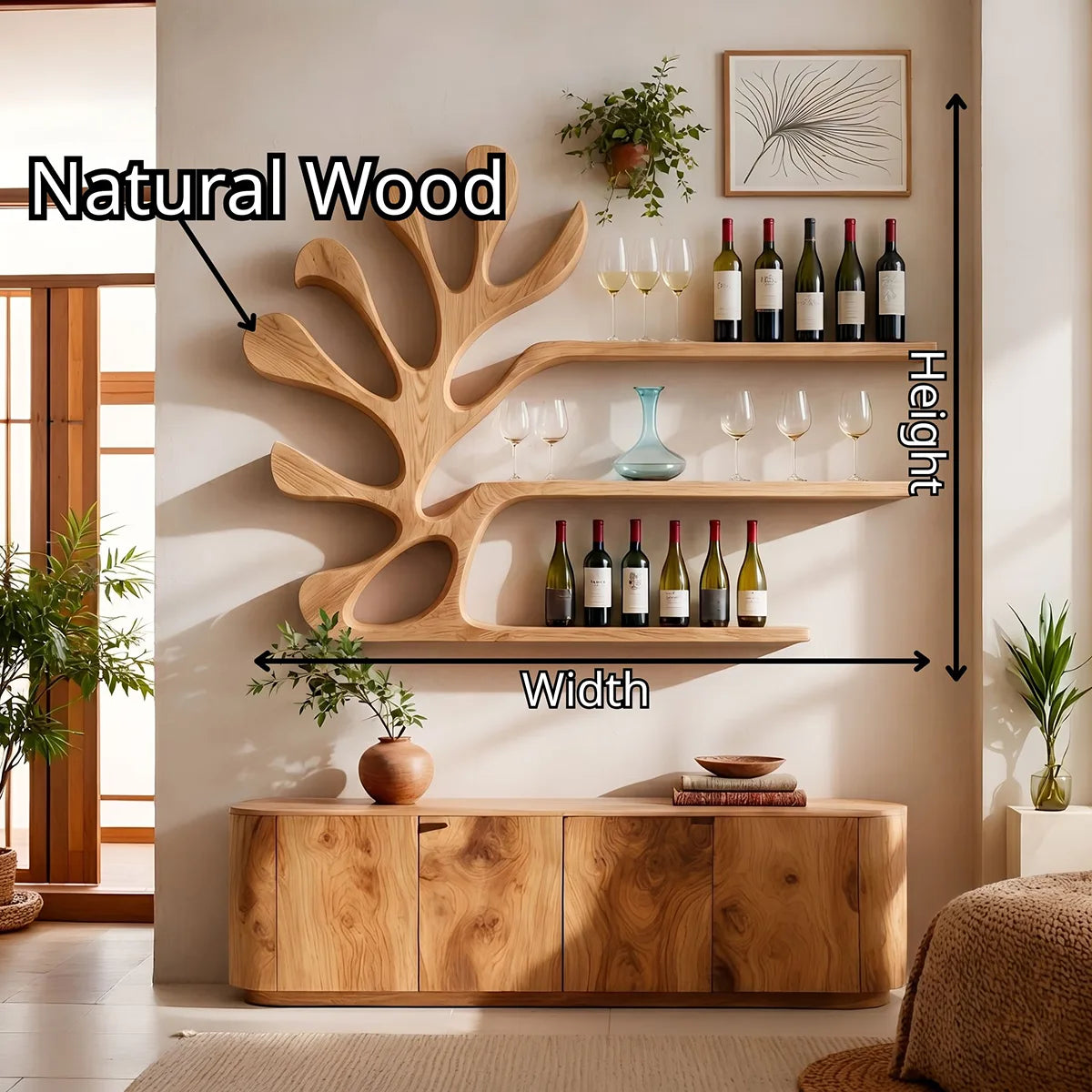 Canopy Reach Solid Wood Wall Wine Rack for Modern Dining Rooms & Wine Lovers TT006-2586
