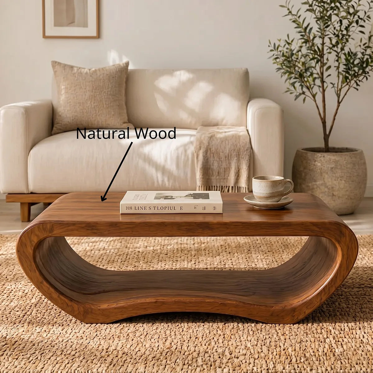 Modern Solid Wood Continuous Loop Coffee Table