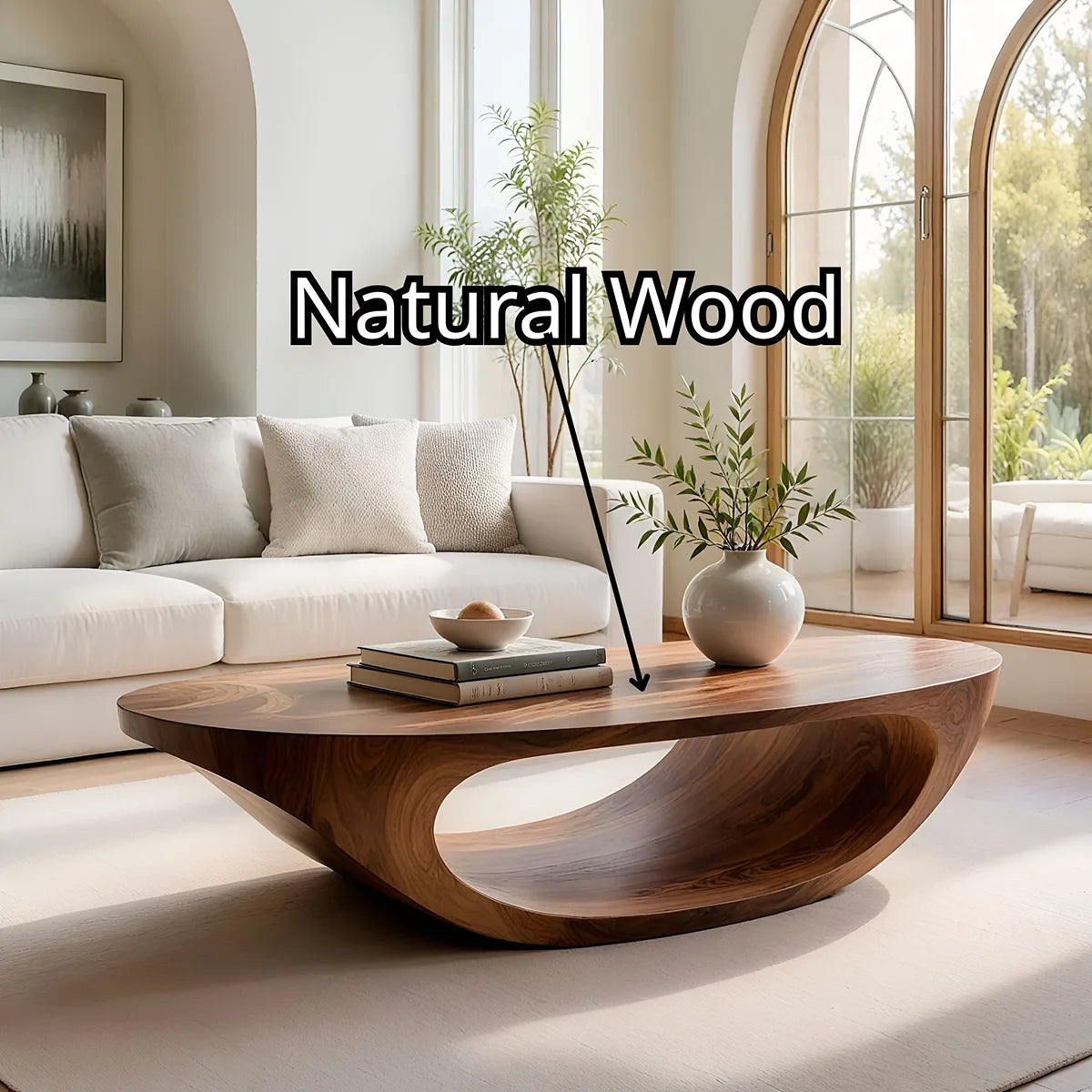 Minimalist Solid Wood Coffee Table – Organic Sculptural Design