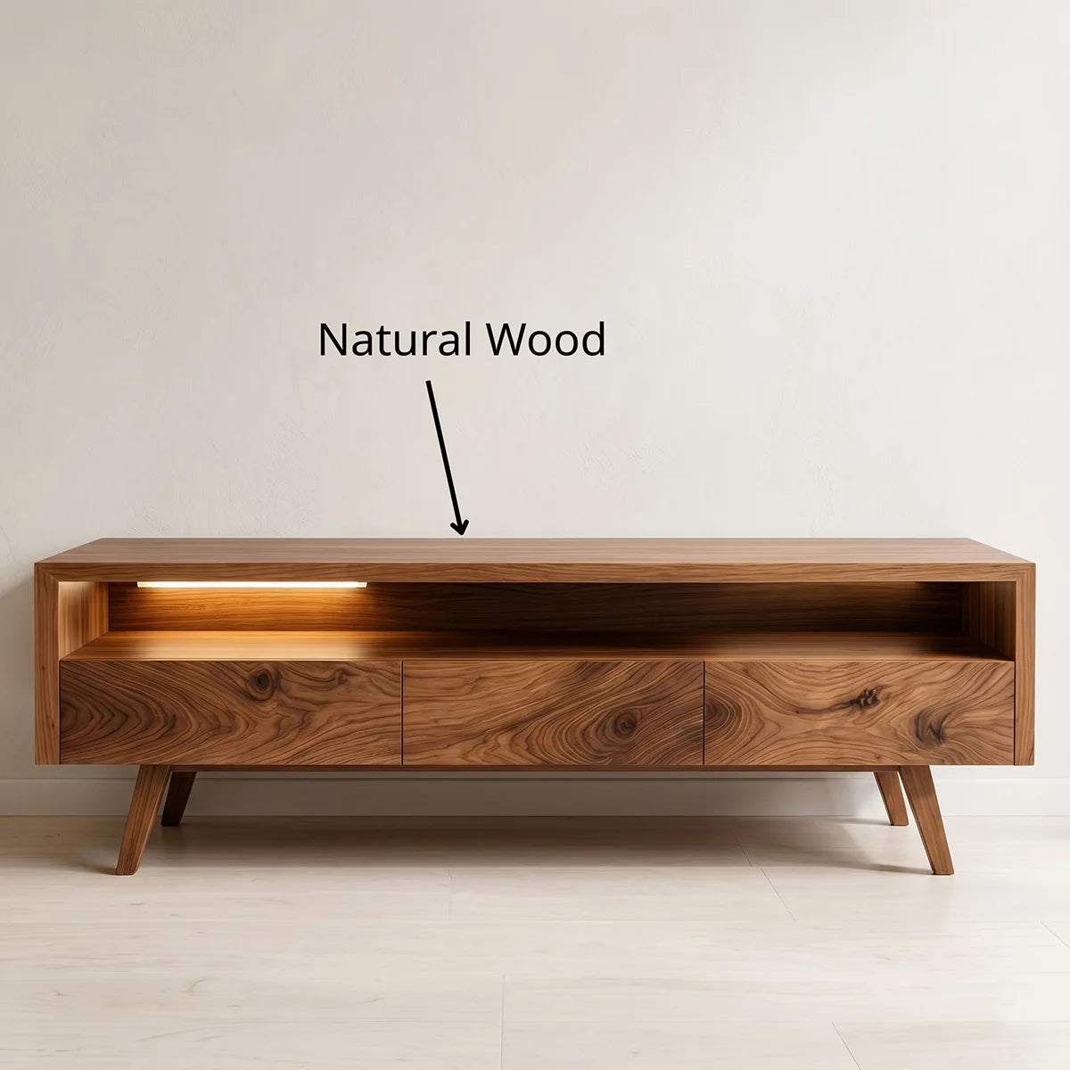 Modern TV Stand with Open Shelf and 3 Drawers