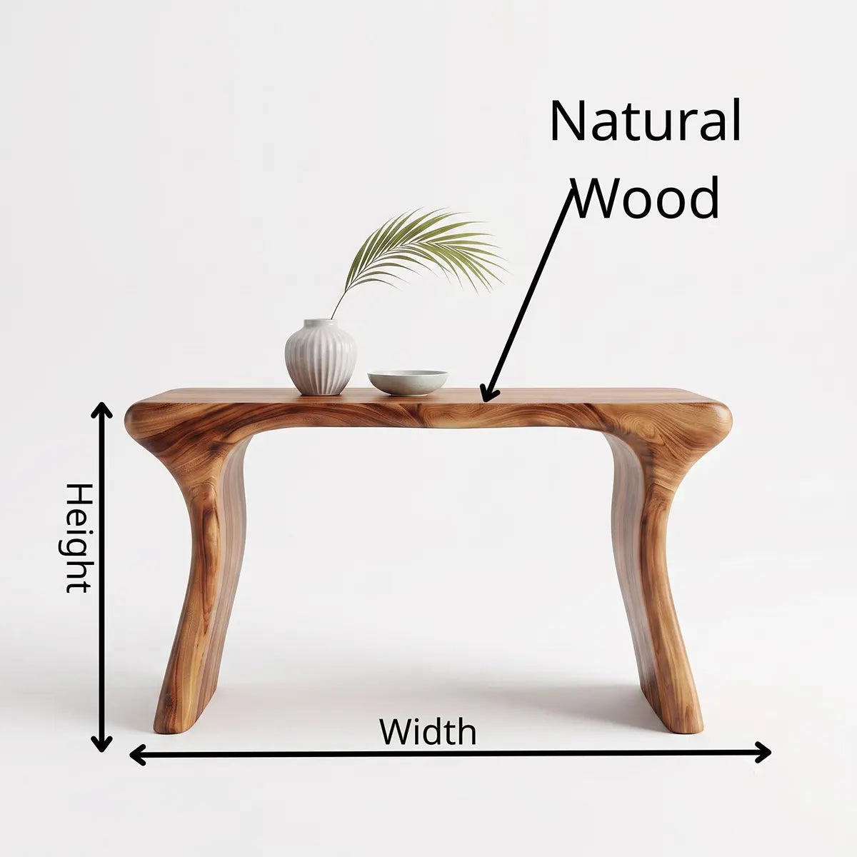 Modern Organic Console Table | Solid Wood Entryway Hallway Accent Table with Curved Waterfall Legs TT006-6928