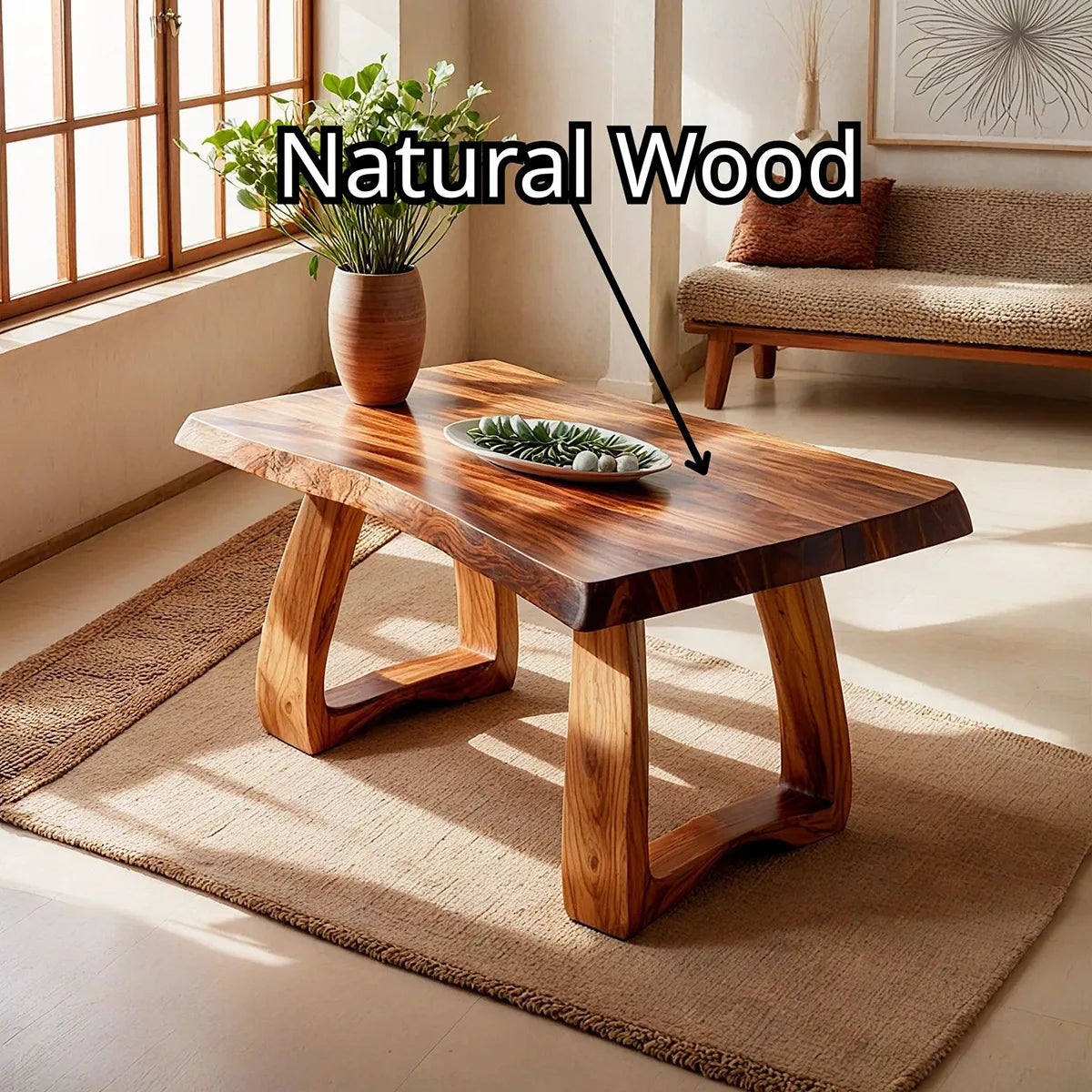 Handcrafted Solid Wood Coffee Table – Rustic Modern Living Room Center Table