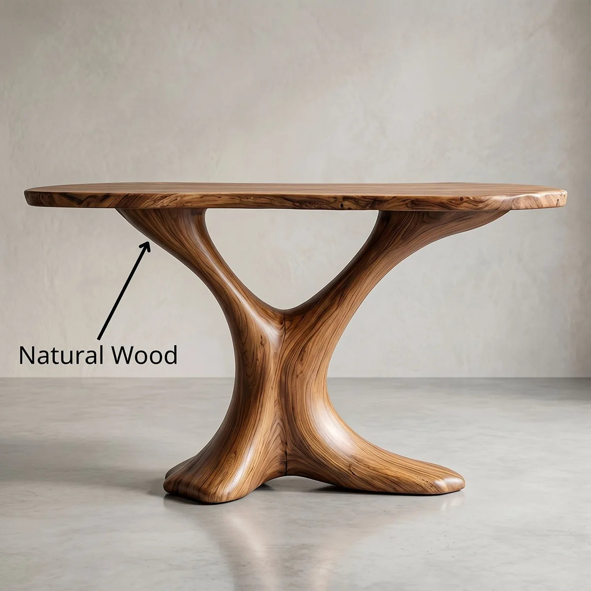 Sculptural Natural Wood Console Table for Entryway