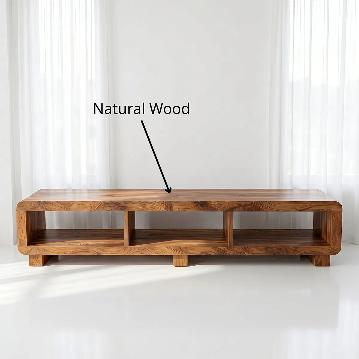 Modern Solid Wood Open Media Console TV Stand