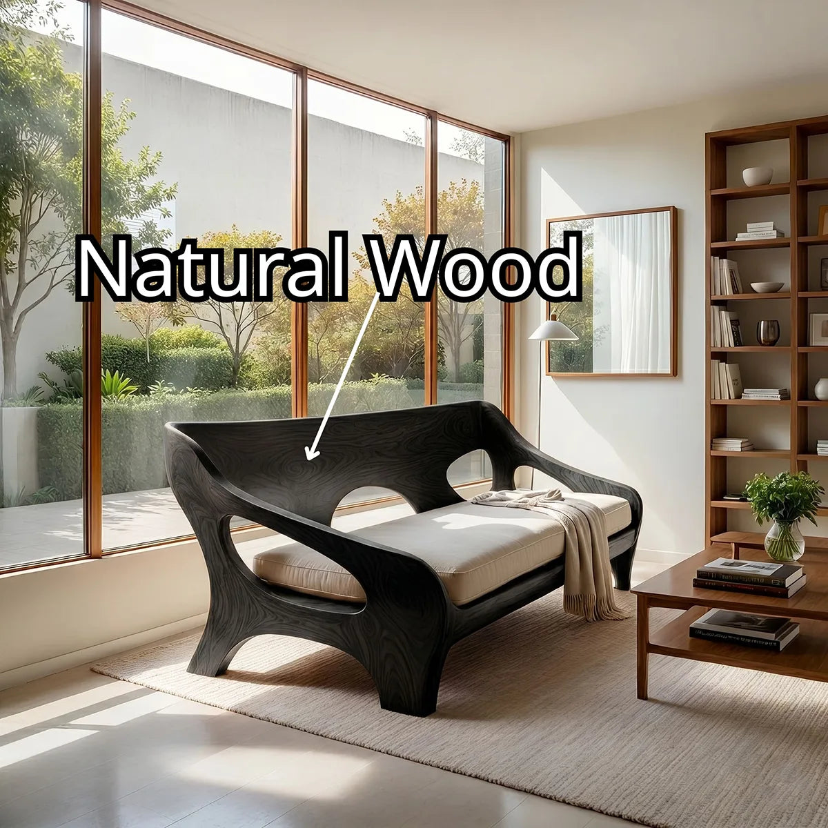 Luxury Organic Wooden Lounge Sofa with Sculptural Artisan Frame