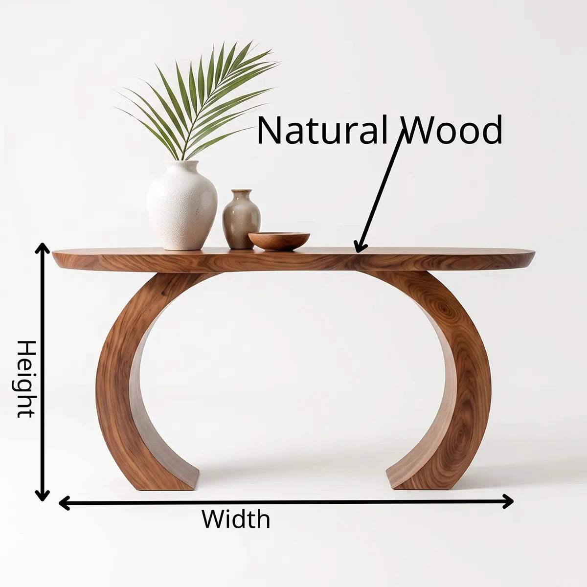 Modern Arch Base Console Table | Solid Wood Entryway Hallway Accent Table with Sculptural Pedestals TT006-9247