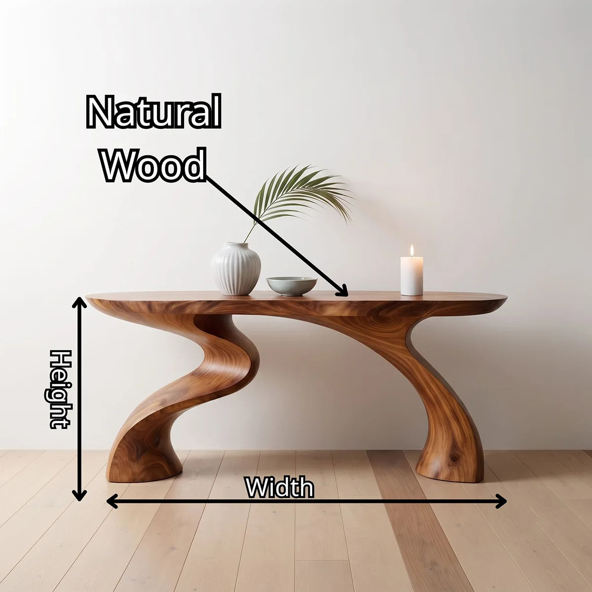 Modern Sculptural Console Table | Solid Wood Organic Entryway Hallway Accent Table TT006-3072