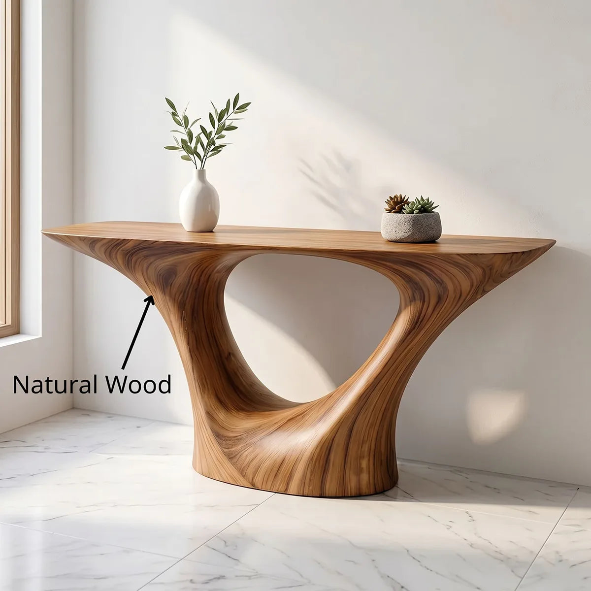 Natural Wood Console Table for Modern Entryway