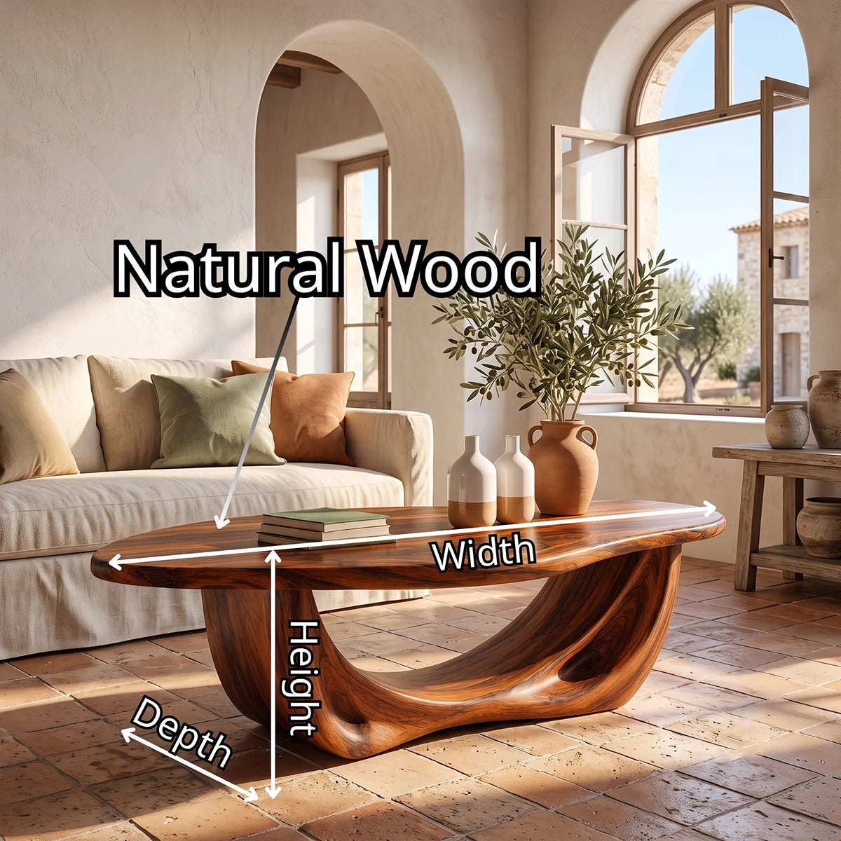 Sculptural Oval Coffee Table with Curved Loop Base | Organic Modern Living Room Center Table TT006-6OIS5KS