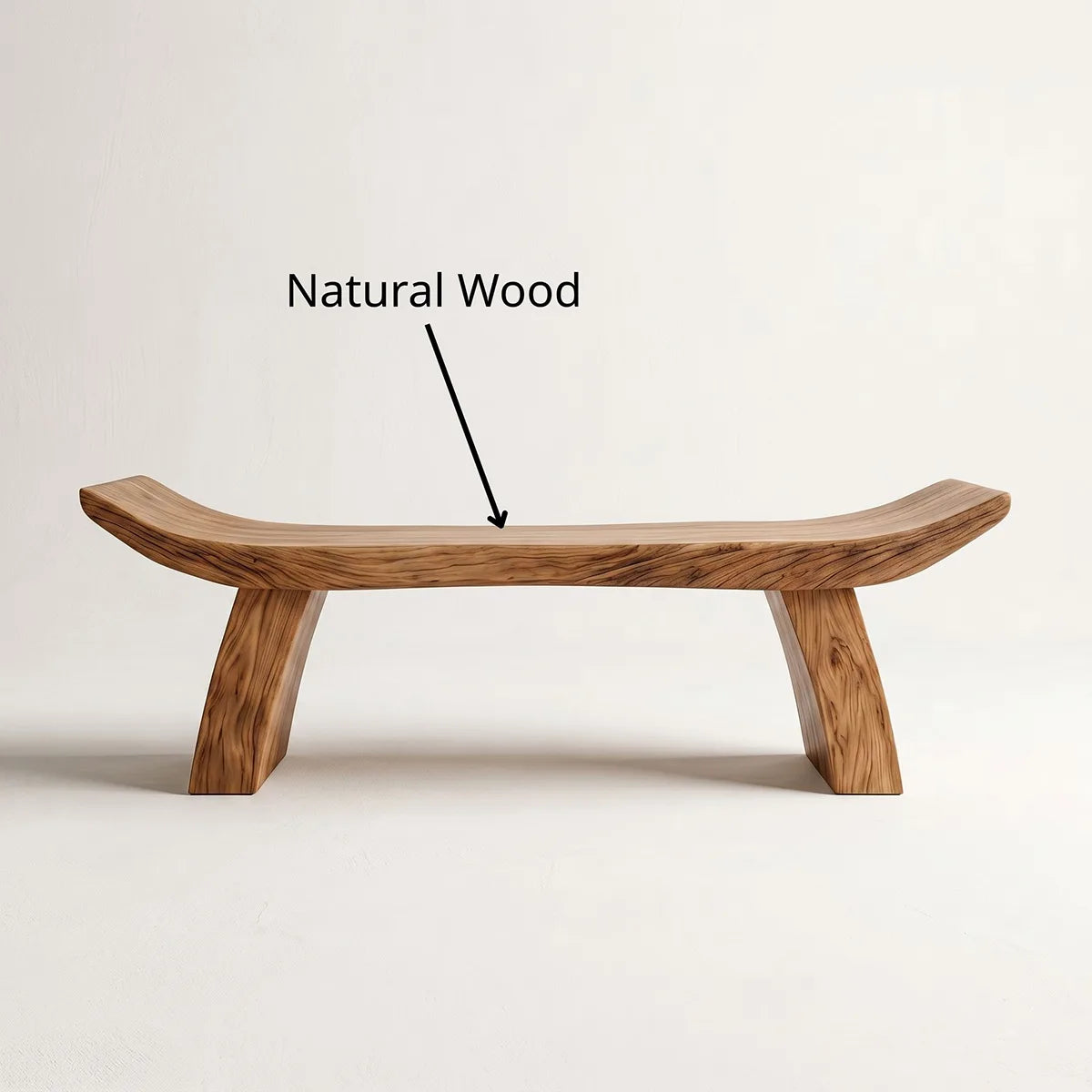 Handcrafted Curved Solid Wood Bench for Modern Entryway and Sculptural Interior Decor