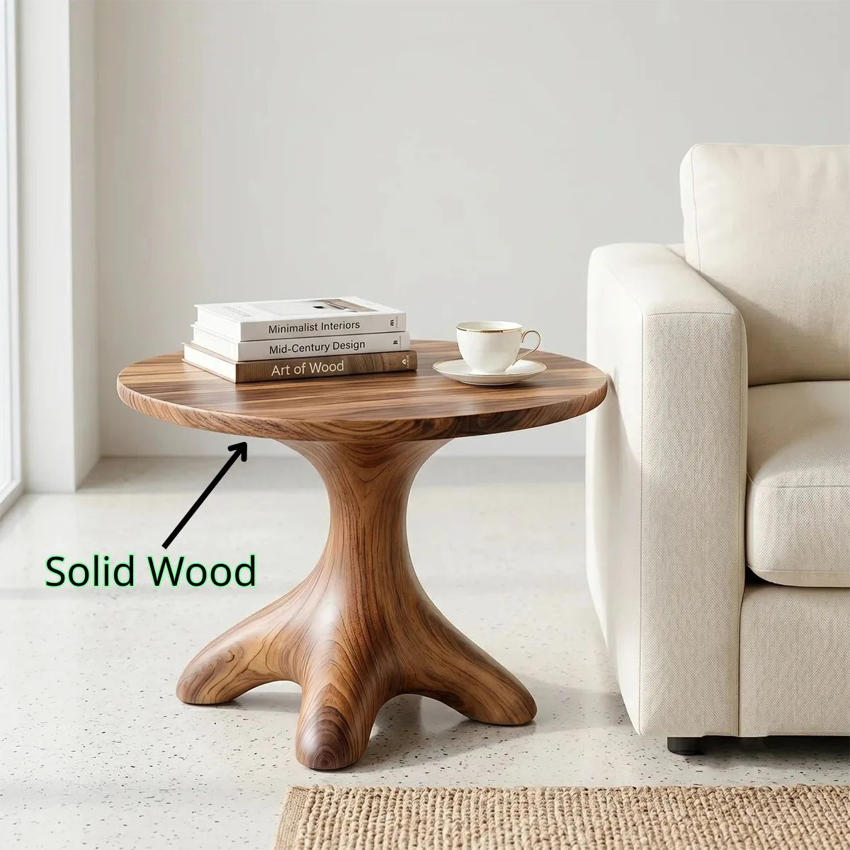 Solid Wood Root Pedestal Side Table | Organic End Table TH003-1660