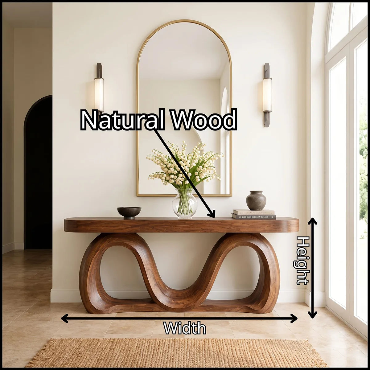 Modern Wave Console Table – Sculptural Organic Entryway Console Table TT006-3088