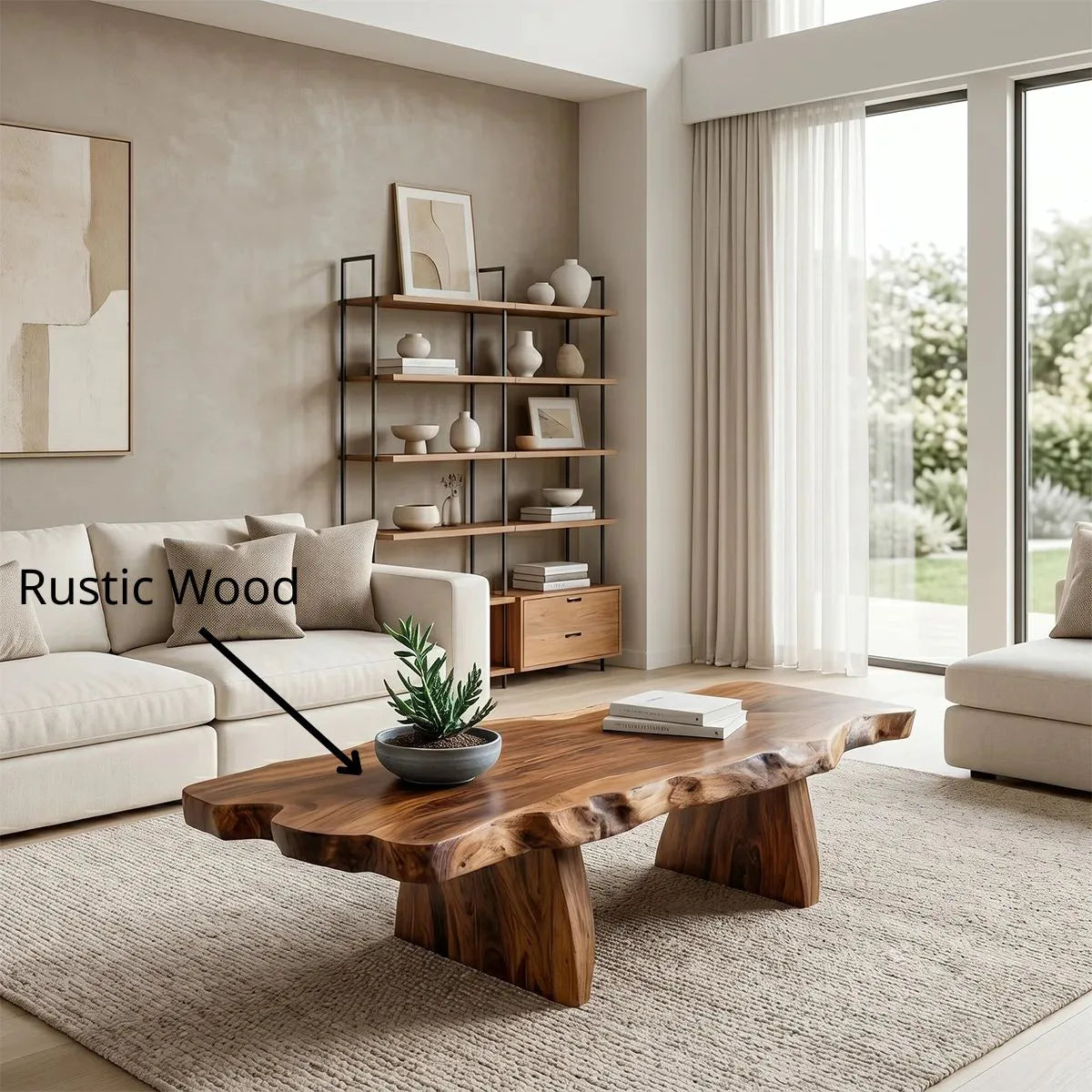 Live Edge Solid Wood Coffee Table – Rustic Organic Design TH003-1413