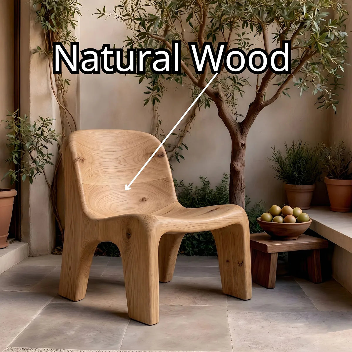 Handcrafted Solid Wood Lounge Chair Organic Flow Sculptural Accent Chair