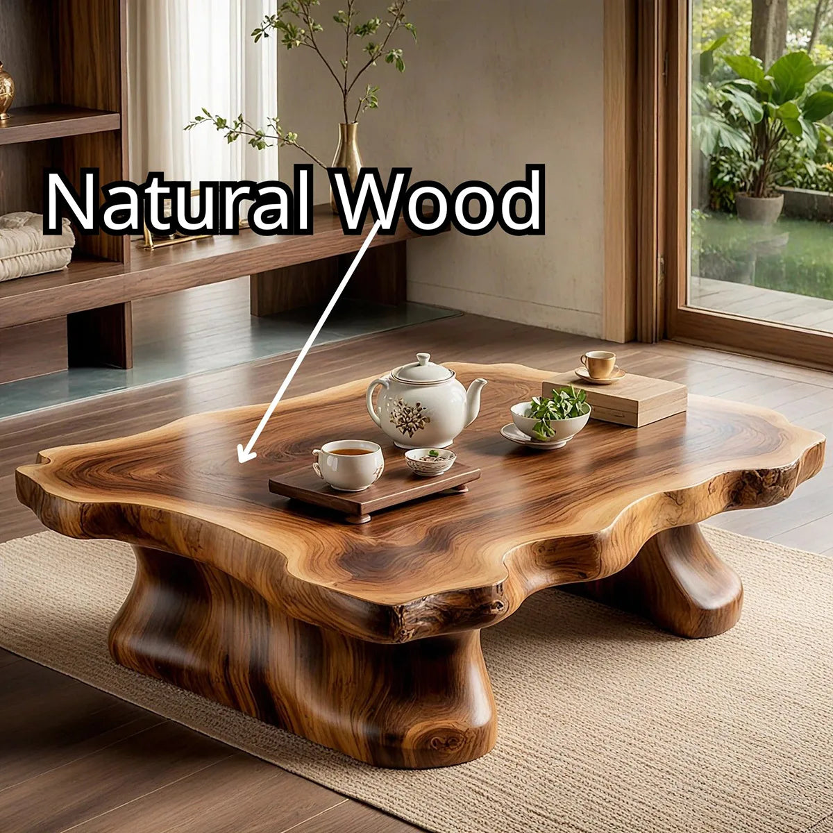 Handcrafted Solid Wood Live Edge Coffee Table with Curved Legs TT006-6953