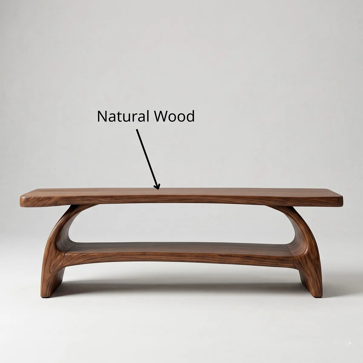 Handcrafted Solid Wood Entryway Bench with Sculptural Shelf for Modern Organic Interiors