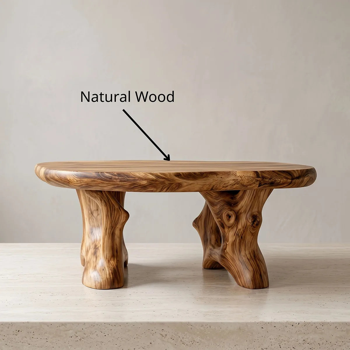 Natural Solid Wood Coffee Table with Tree-Inspired Design TH003-8438