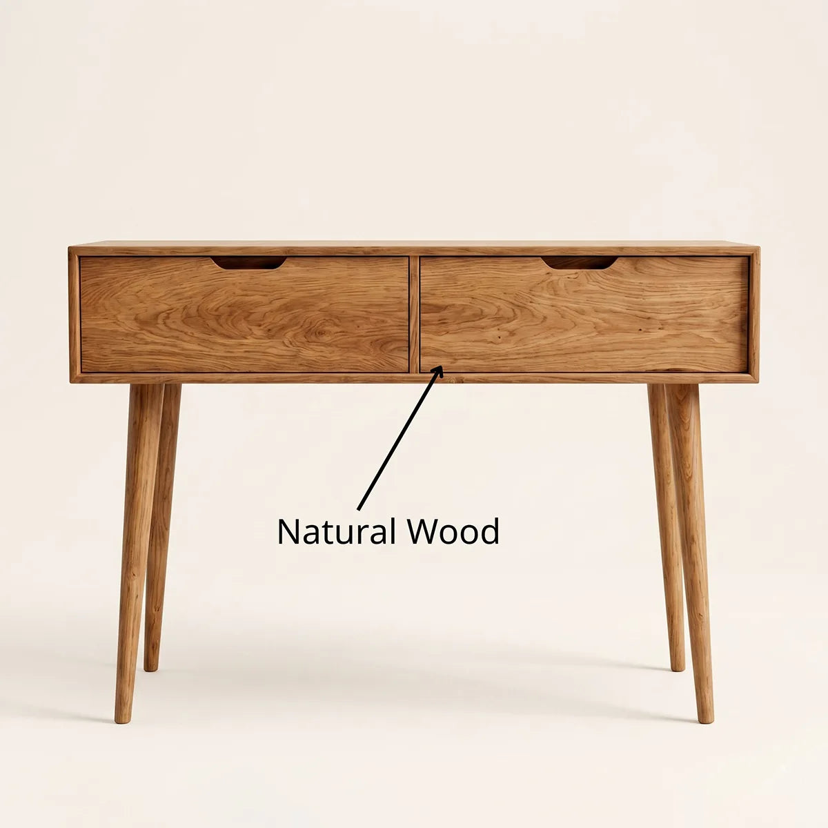 Minimalist Solid Wood Vanity Desk with Large Drawers and Oval Mirror