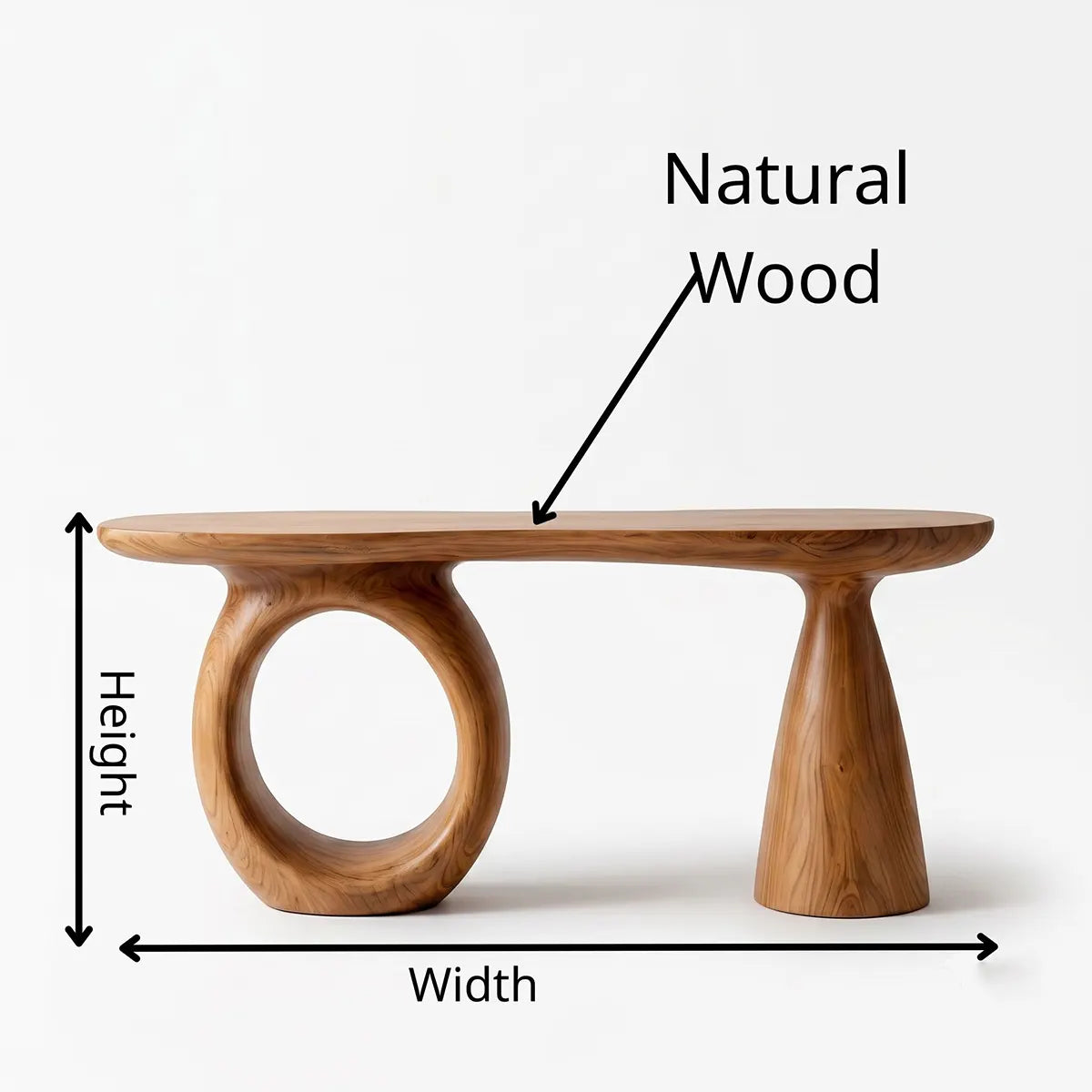 Modern Sculptural Console Table | Solid Wood Entryway Hallway Accent Table with Artistic Base TT006-8926