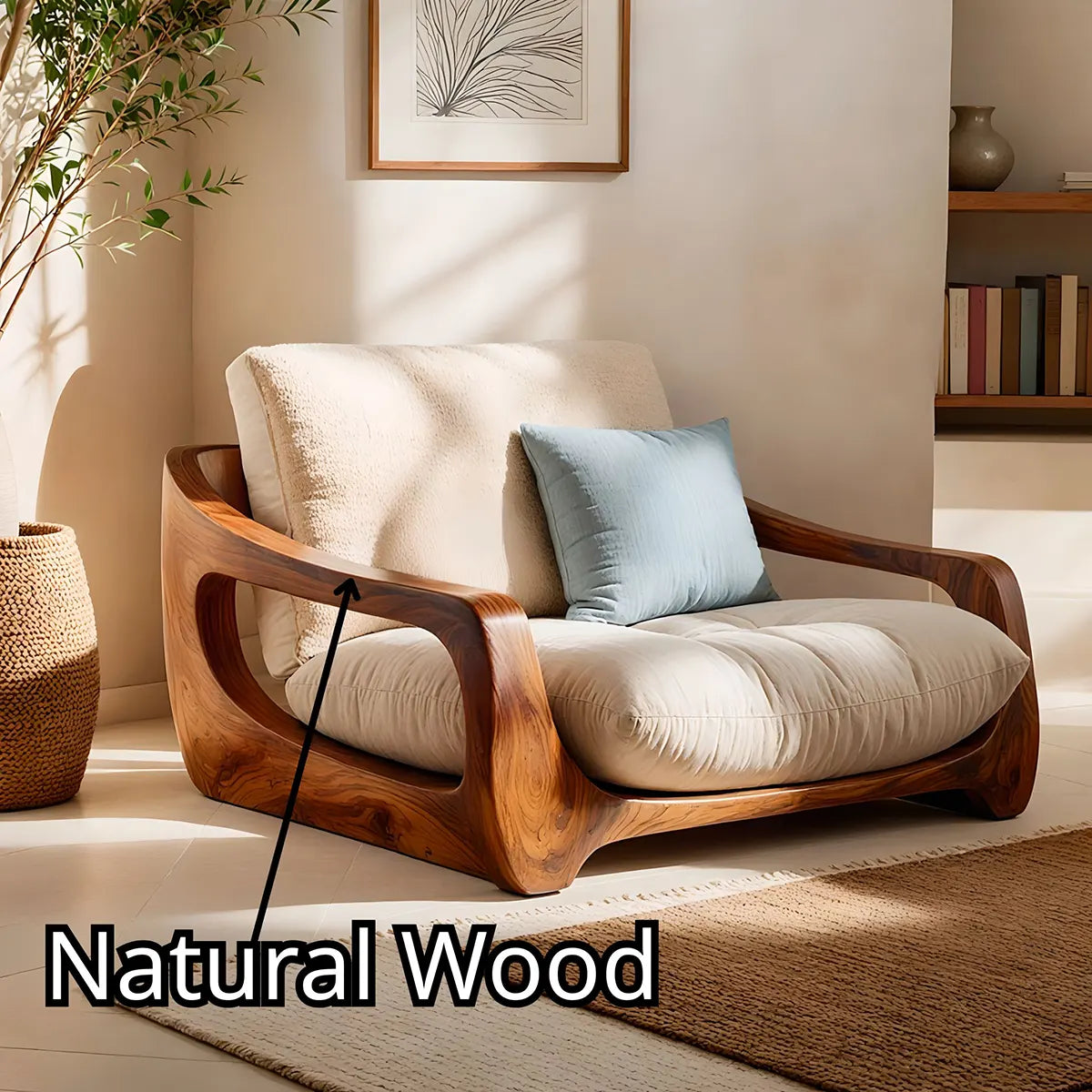 Organic Wood Lounge Chair, Sculptural Accent Chair, Modern Handcrafted Armchair TT006-3308