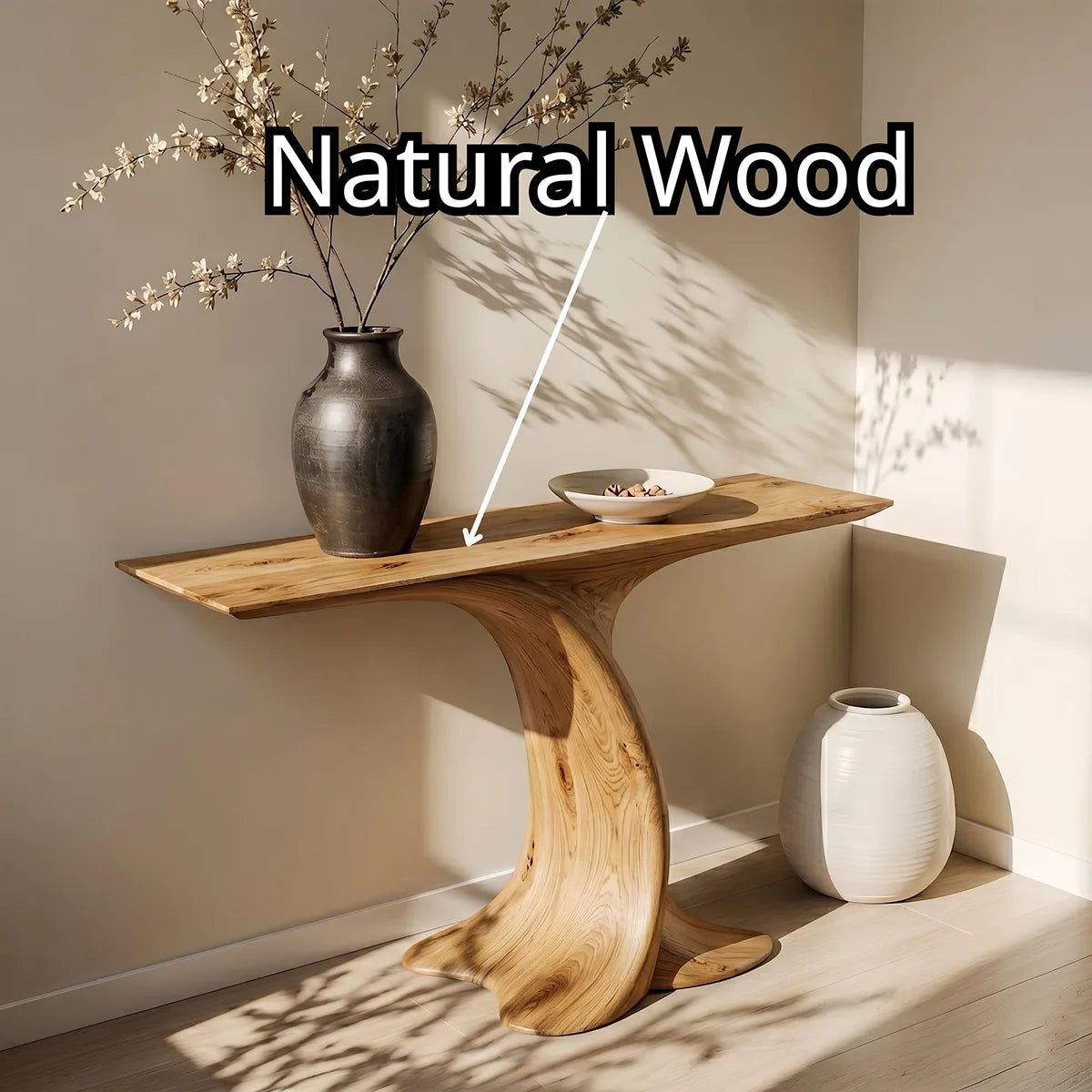 Organic Modern Wood Console Table, Live Edge Entryway Table, Handmade Hallway Sofa Table, Natural Wood Accent Furniture