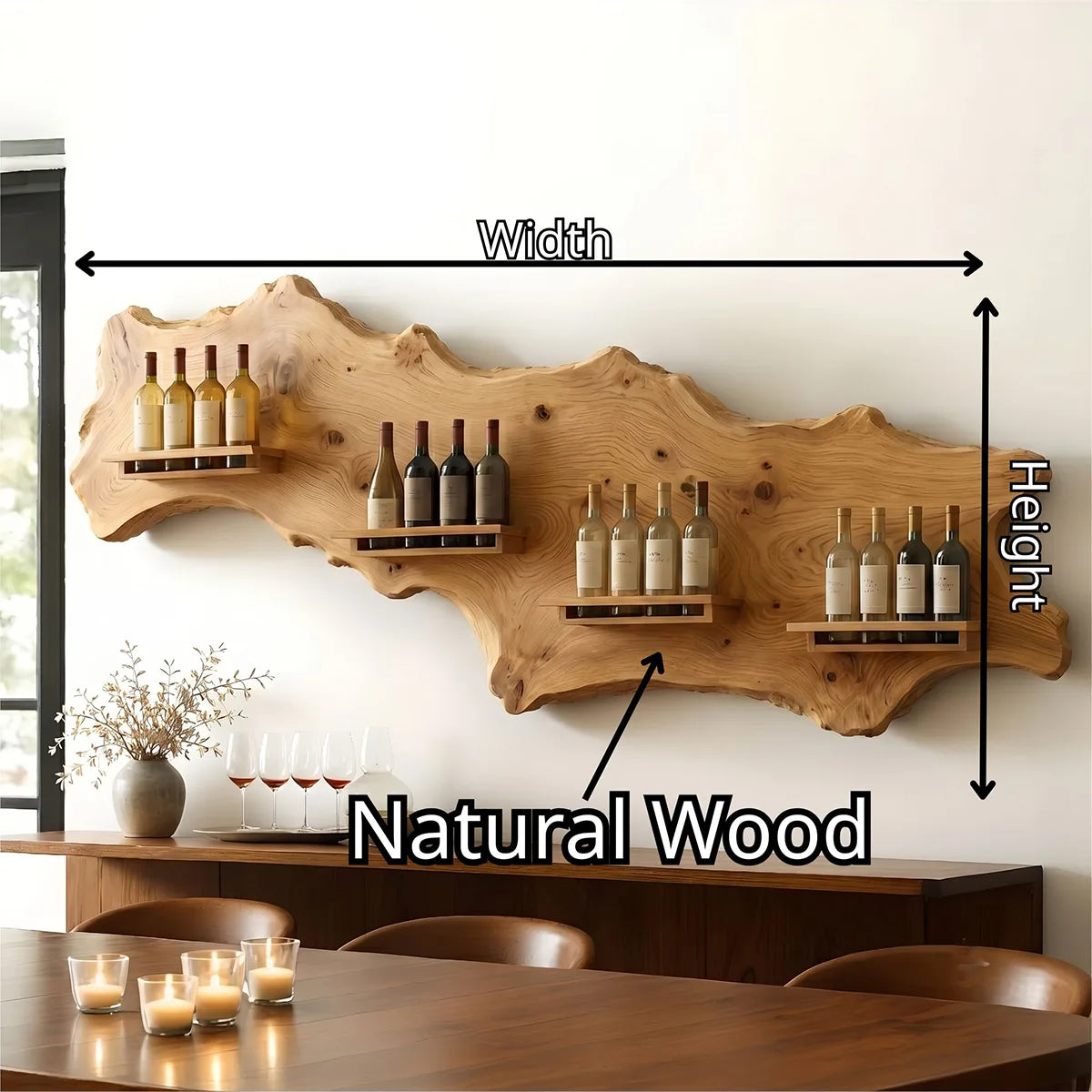 Wildwood Gallery Live Edge Solid Wood Wine Rack for Dining Rooms TT006-4467