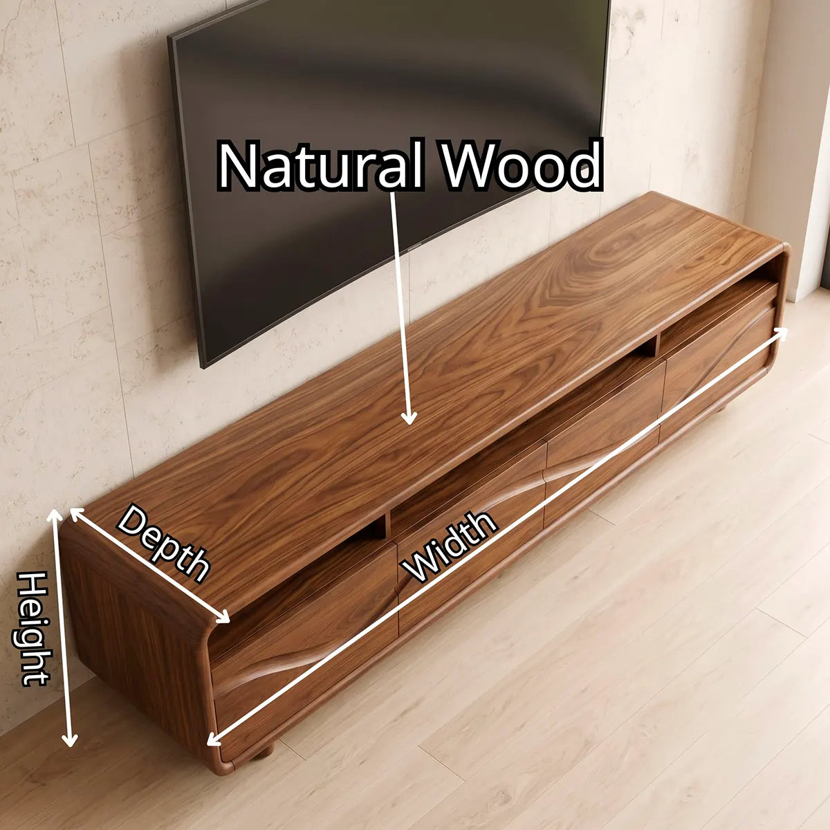 Modern TV Stand with 4 Enclosed Storage Compartments & 3 Open Media Shelves TT006-7AFI6IH