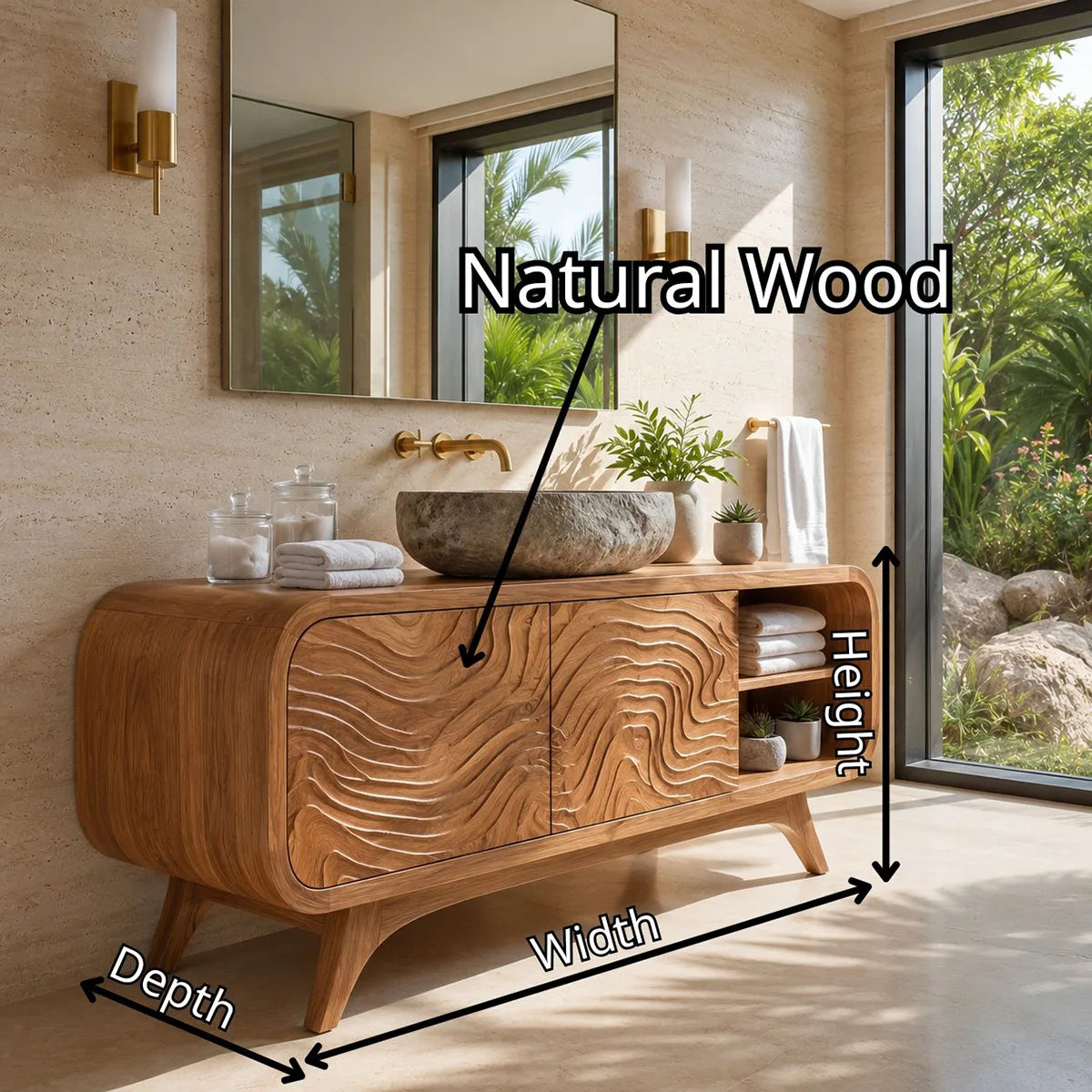 Organic Wave Single Sink Bathroom Vanity Cabinet TT006-8618