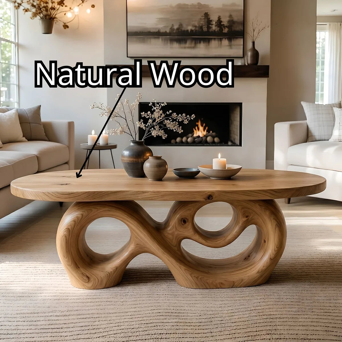 Handcrafted Sculptural Coffee Table – Artistic Solid Wood Furniture TT006-2068