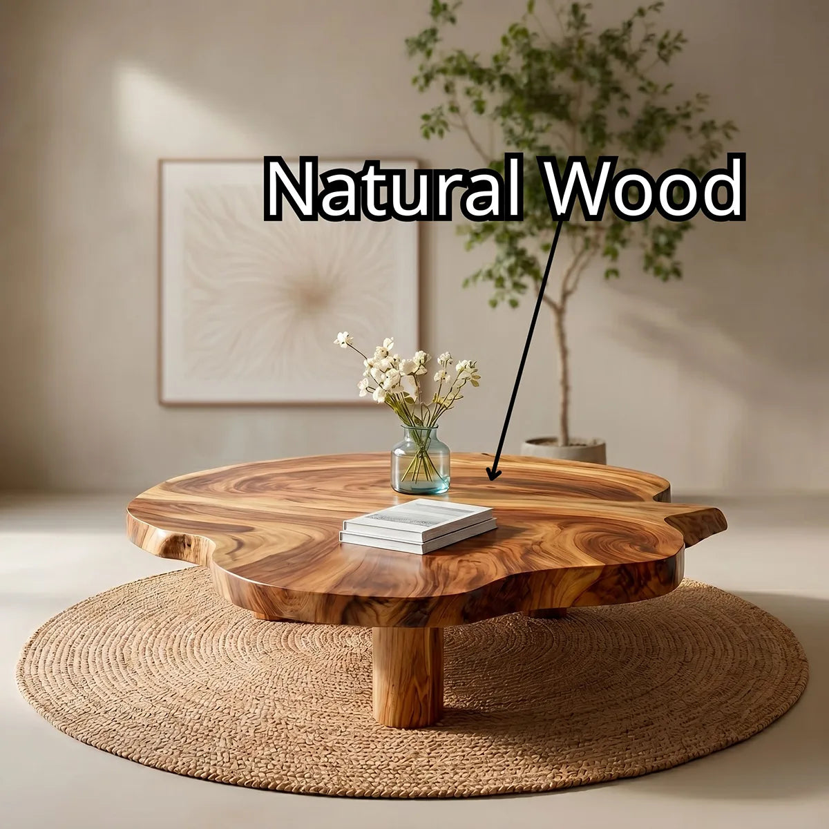 Organic Clover Solid Wood Coffee Table – Handcrafted Modern Living Room Table