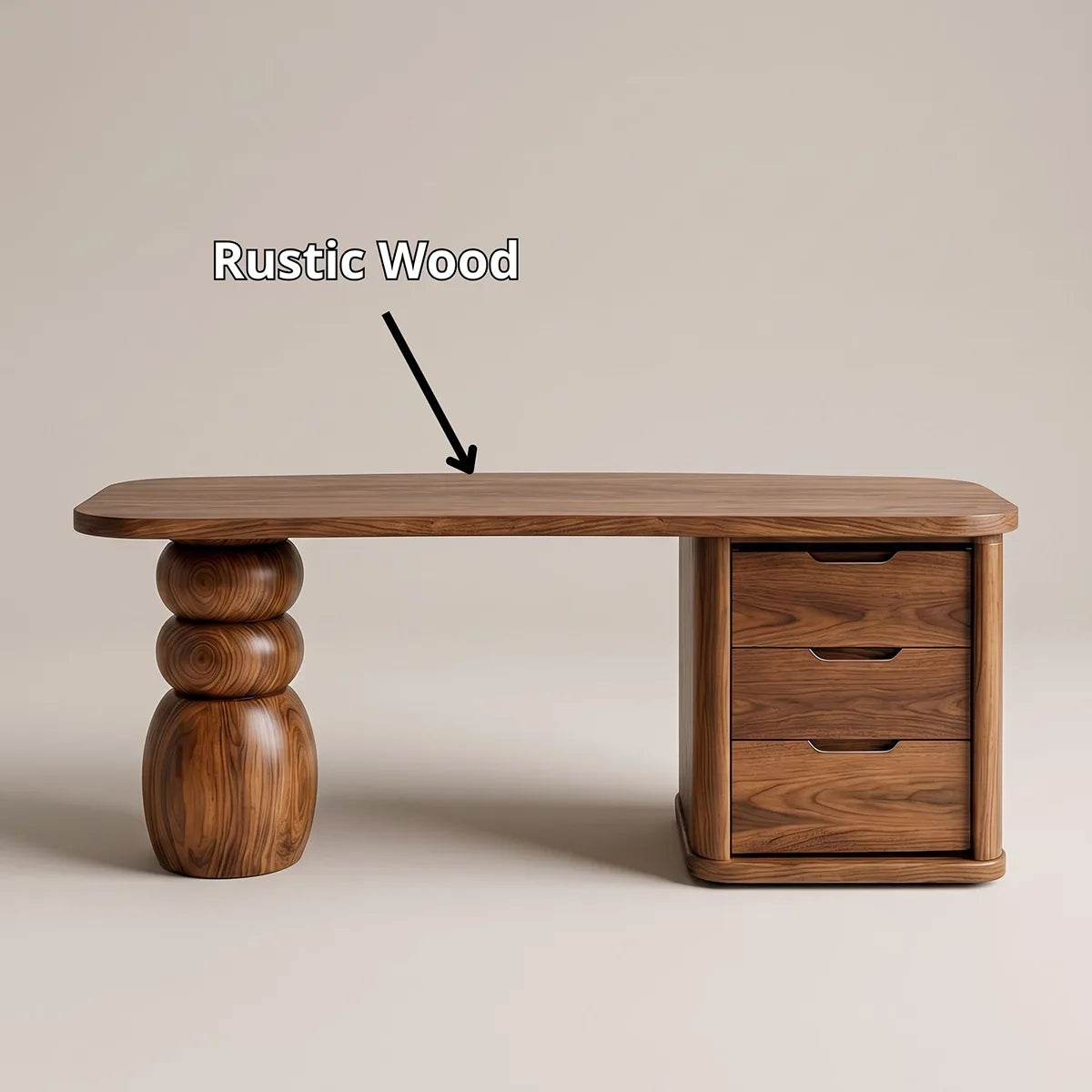 Organic Modern Executive Desk | Sculptural Office Desk with Storage TH003-5570