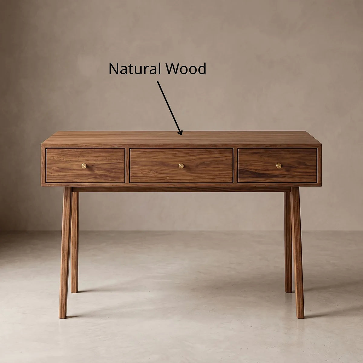 Mid Century Solid Wood Vanity Desk with Drawers