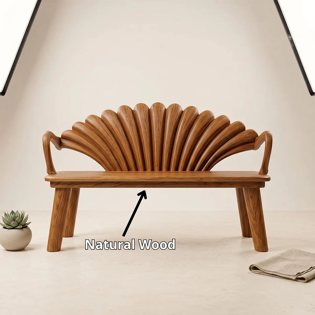 Decorative Fan Shell Bench with Artistic Sculptural Backrest TH003-9079