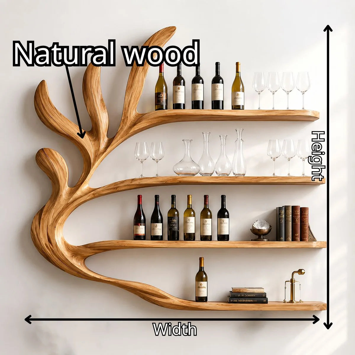 Tidal Branch Solid Wood Wall Wine Rack for Modern Homes Bar TT006-9560