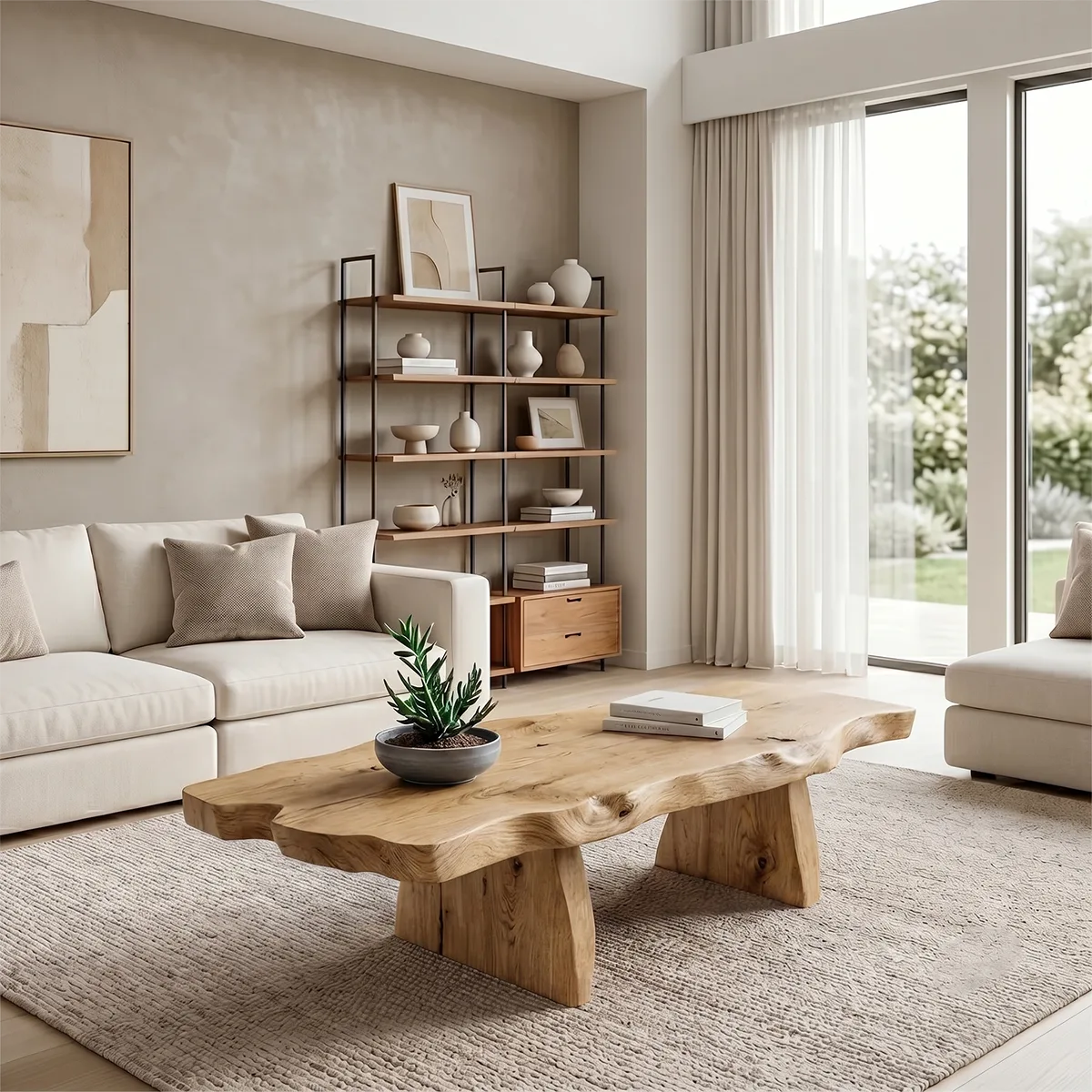 Live Edge Solid Wood Coffee Table – Rustic Organic Design TH003-1413