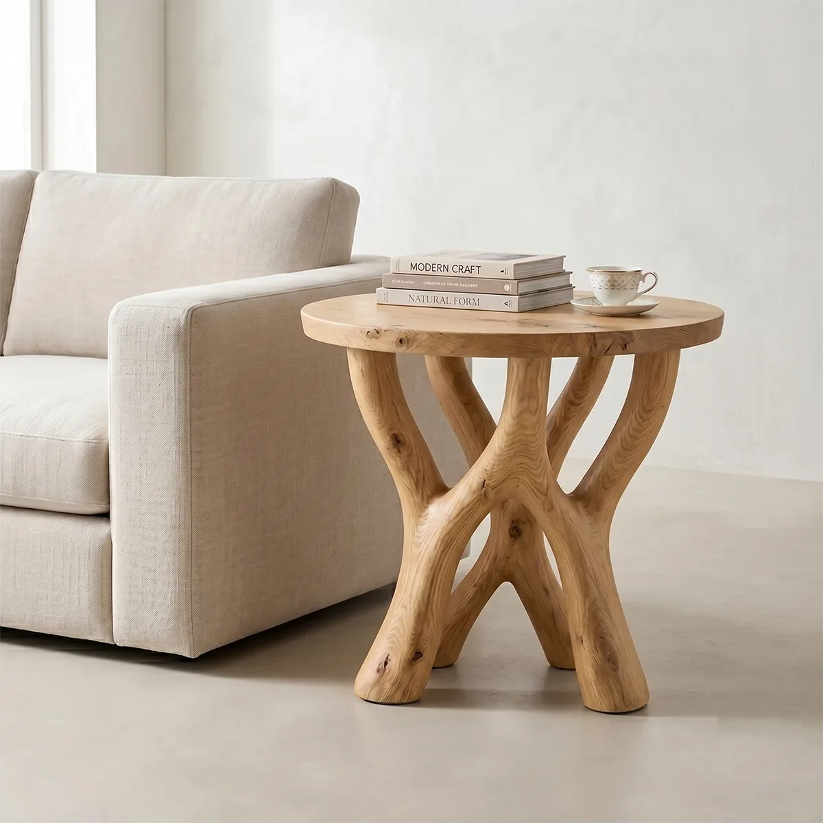HandcraftedBranching Solid Wood Side Table | Sculptural End Table TH003-1117