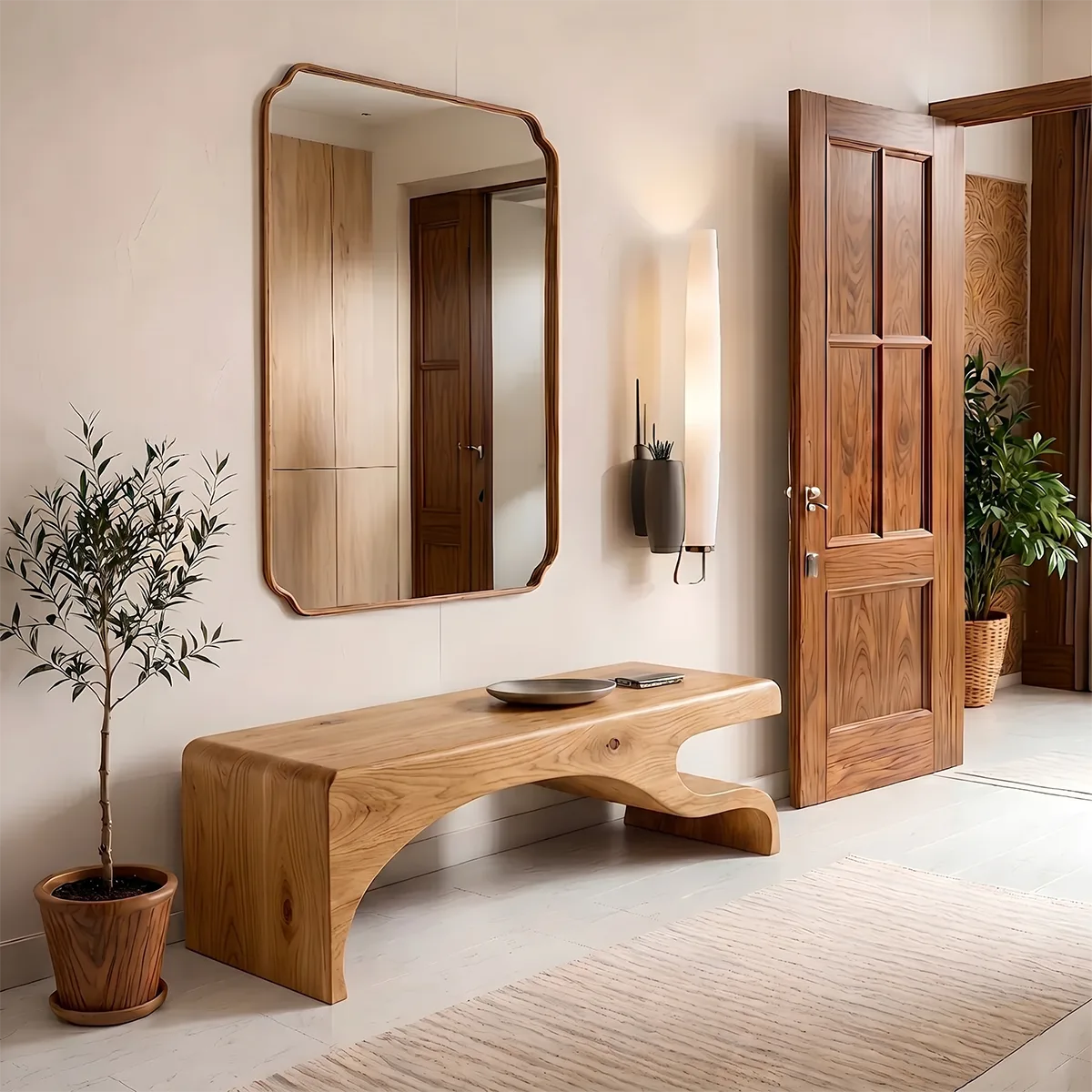 Organic Modern Solid Wood Entryway Bench