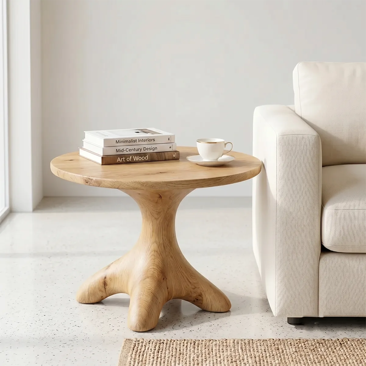 Solid Wood Root Pedestal Side Table | Organic End Table TH003-1660