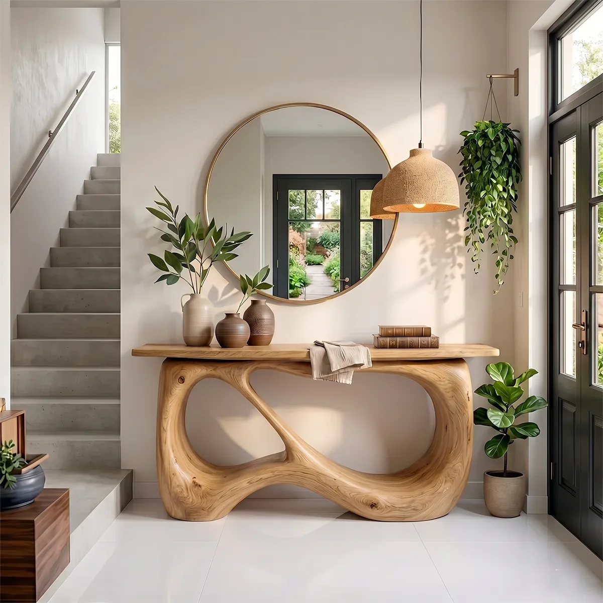 Organic Modern Wood Console Table | Hallway Entryway Table