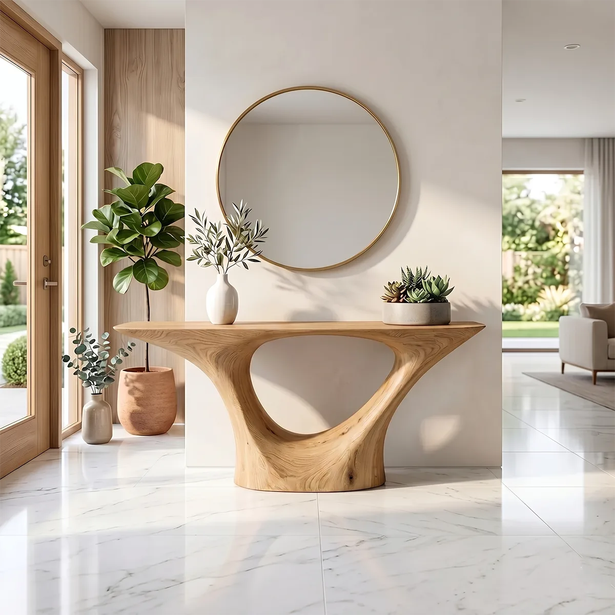 Natural Wood Console Table for Modern Entryway