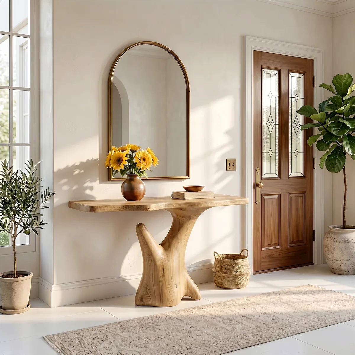 Solid Wood Console Table, Modern Entryway for Home Decor
