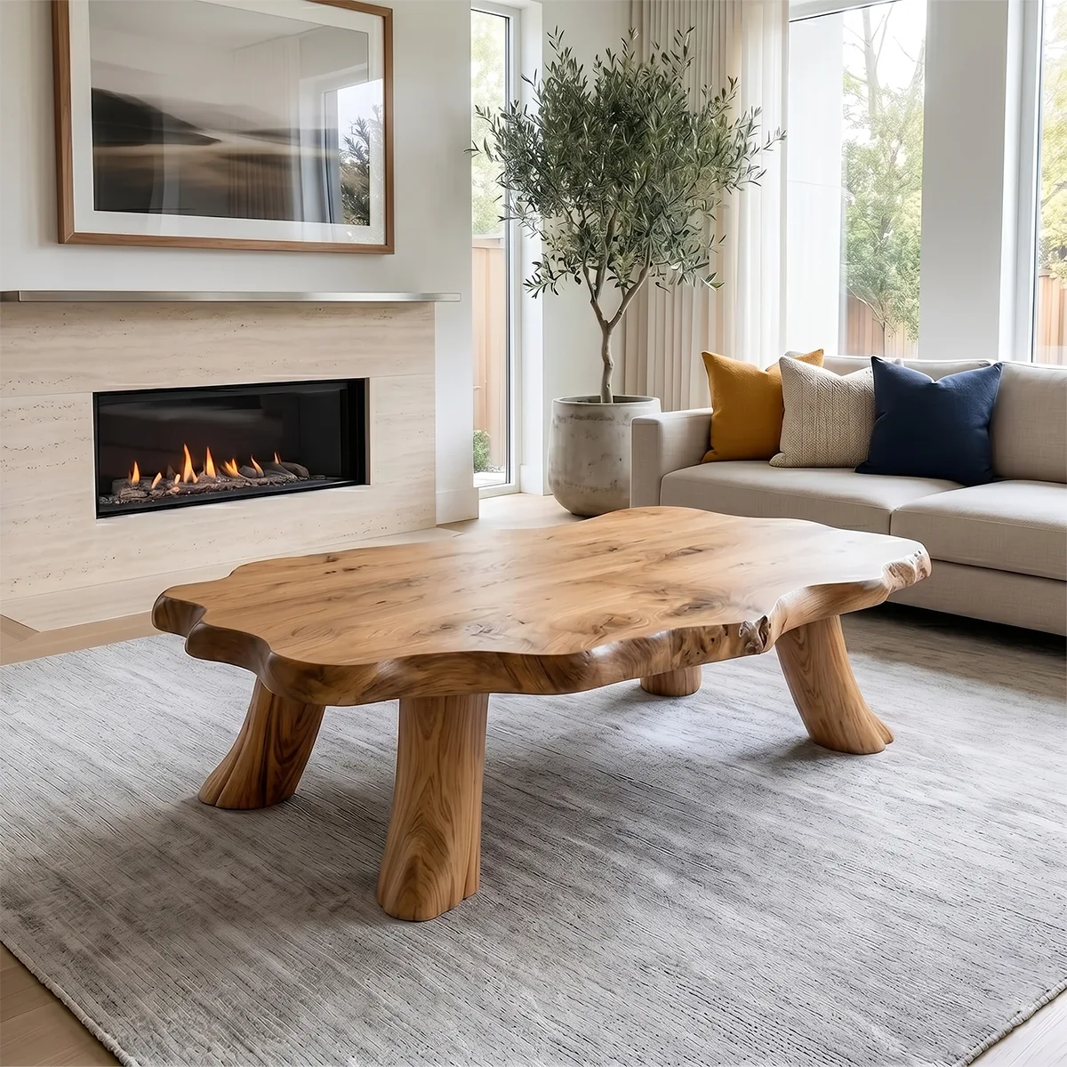 Live Edge Solid Wood Coffee Table for Modern Living Rooms TH003-8182