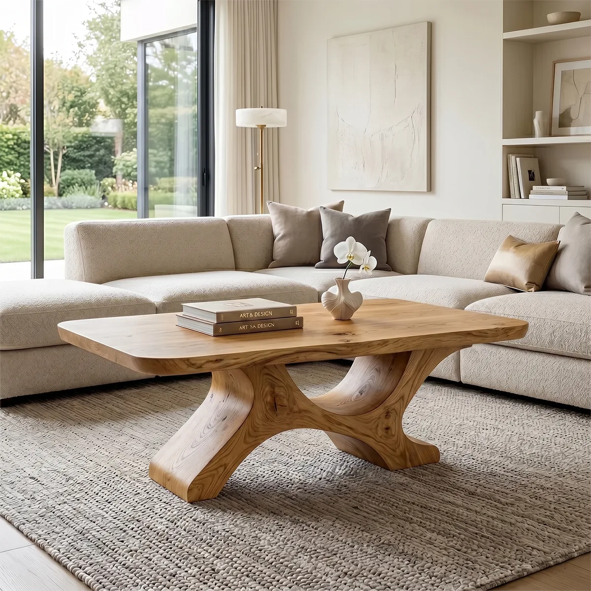 Modern Solid Wood Coffee Table – Sculptural Organic Design TH003-1365