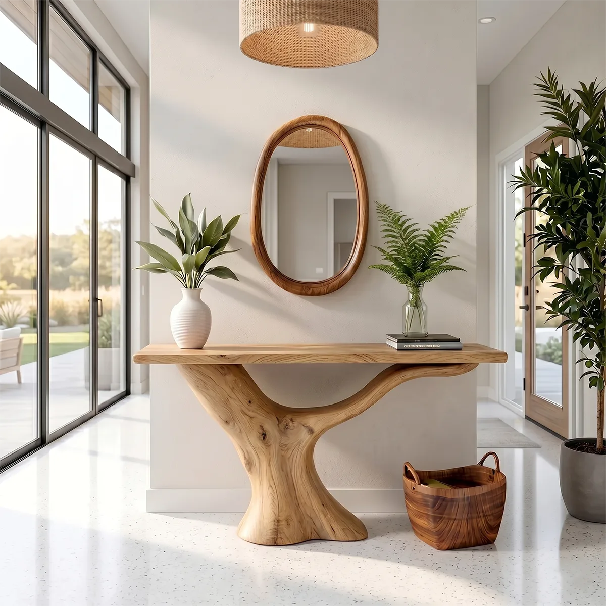 Organic Modern Wood Console Table | Sculptural Entryway Table
