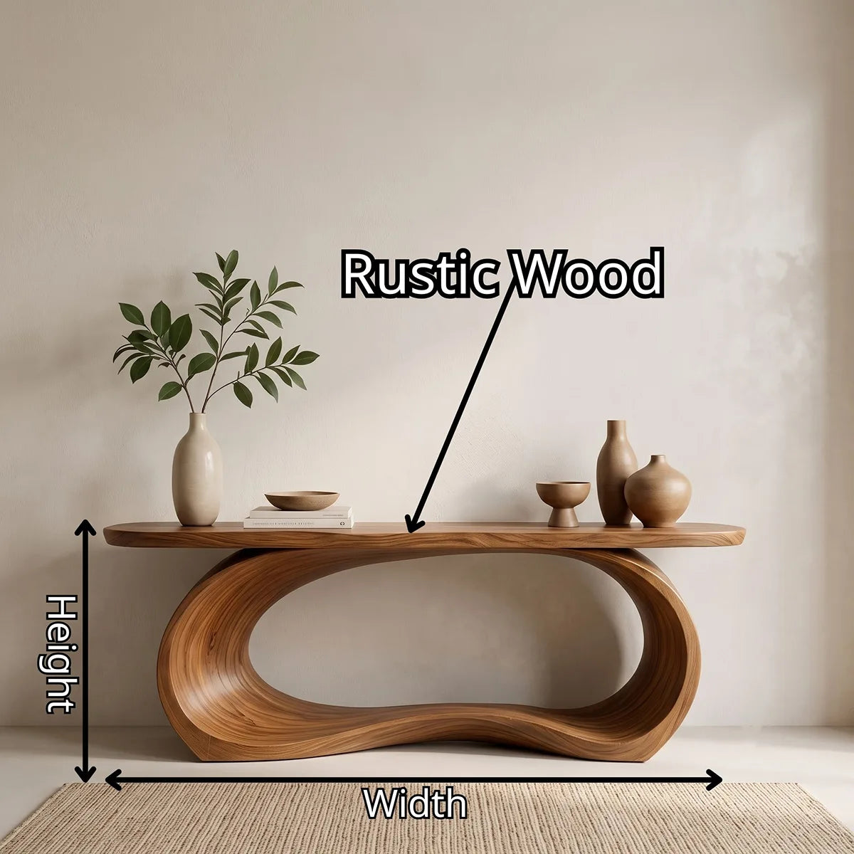 Modern Waterfall Console Table – Sculptural Contemporary Entryway Table TT006-4002