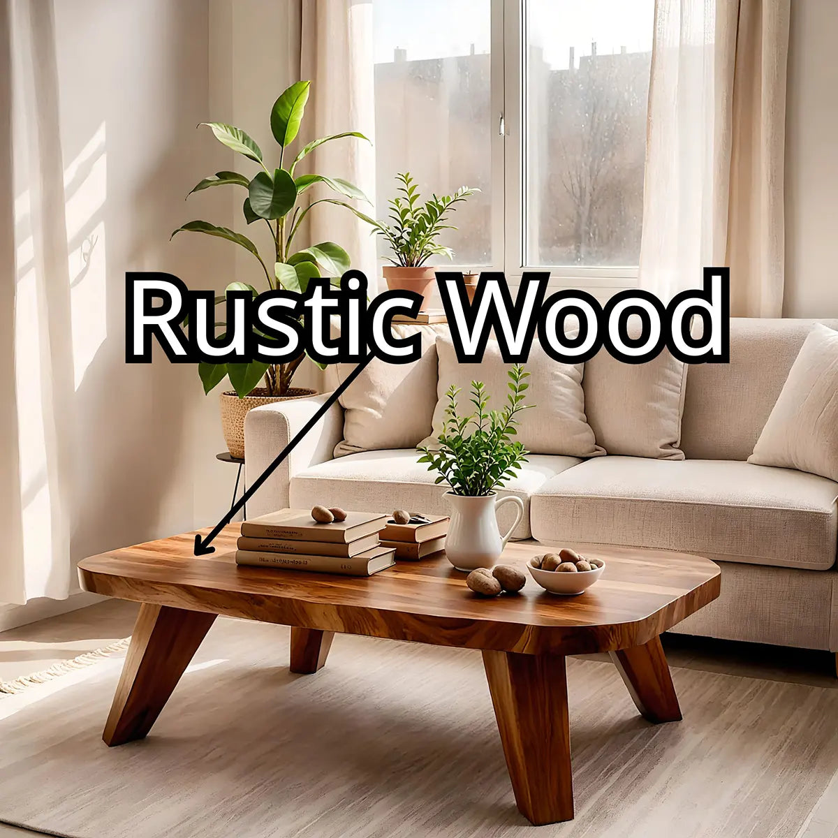 Handcrafted Organic Modern Coffee Table with Rounded Rectangle Top TT006-6610